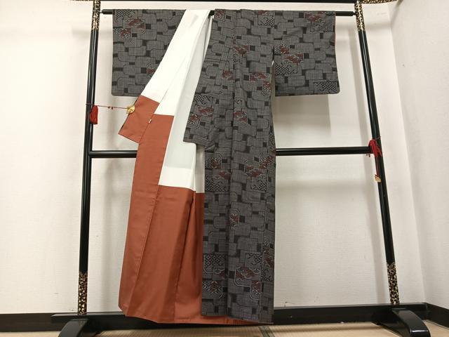平和屋着物●本場大島紬 7マルキ 吉祥文 小田急百貨店扱い 正絹 逸品 AABK9894ph