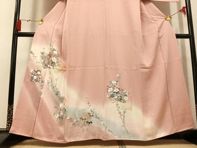平和屋着物●訪問着 色紙枝花文 暈し染め 金彩 正絹 逸品 AABK9899ph