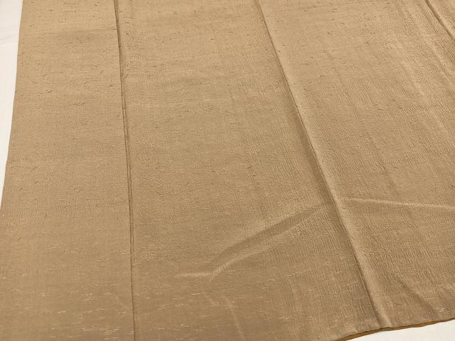 平和屋着物●上質な色無地 霞地紋 榛色 お召縮緬 正絹 逸品 AABK9900ph