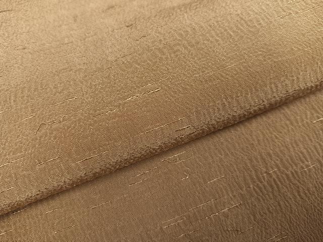 平和屋着物●上質な色無地 霞地紋 榛色 お召縮緬 正絹 逸品 AABK9900ph