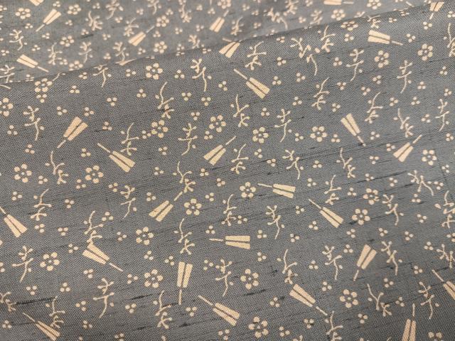 平和屋着物●上質な小紋 紬地 舞扇花文 正絹 逸品 AABK9901ph