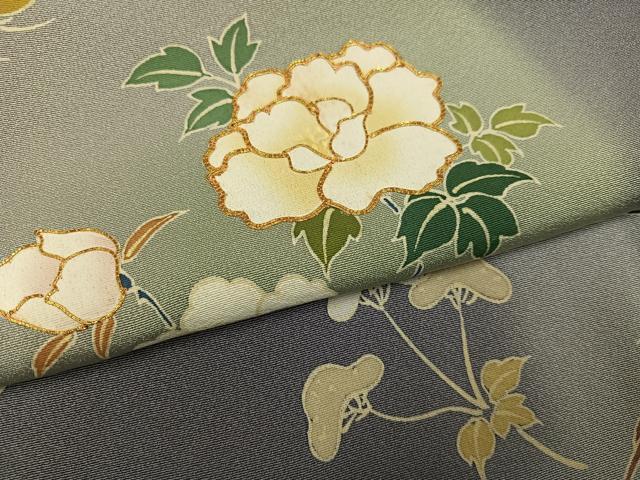 平和屋着物●訪問着 駒刺繍 草花文 暈し染め 正絹 逸品 AABK9905ph