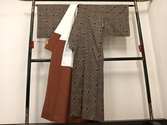 平和屋着物●本場大島紬 龍郷絣 正絹 逸品 未使用 AABK9907ph