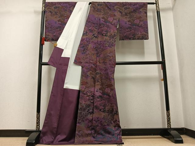 平和屋着物●中嶋左京 本場大島紬 染大島 訪問着 鳳凰花蝶文 ロング丈 正絹 逸品 AABK9911ph