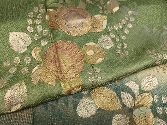 平和屋着物●訪問着 中国三大刺繍 スワトウ刺繍 汕頭刺繍 辻が花 暈し染め 金彩 正絹 逸品 AABK9912ph