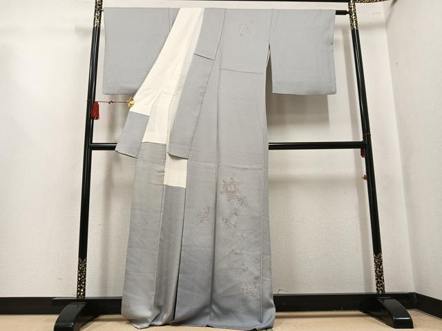 平和屋着物●訪問着 総刺繍 中国三大刺繍 汕頭刺繍 スワトウ刺繍 辻が花 扇面花文 暈し染め 正絹 逸品 AABK9913ph