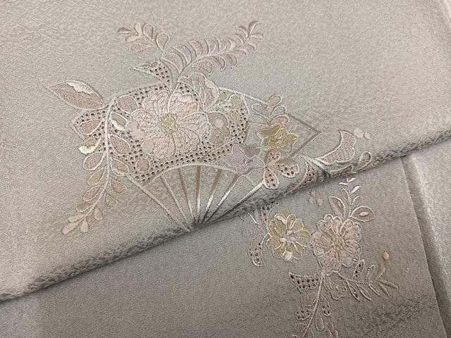 平和屋着物●訪問着 総刺繍 中国三大刺繍 汕頭刺繍 スワトウ刺繍 辻が花 扇面花文 暈し染め 正絹 逸品 AABK9913ph