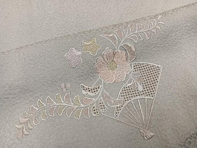 平和屋着物●訪問着 総刺繍 中国三大刺繍 汕頭刺繍 スワトウ刺繍 辻が花 扇面花文 暈し染め 正絹 逸品 AABK9913ph