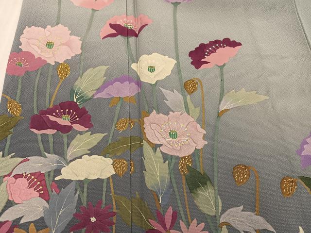 平和屋着物●二代目清次郎 手描き 訪問着 草花文 暈し染め 正絹 逸品 AABK9915ph