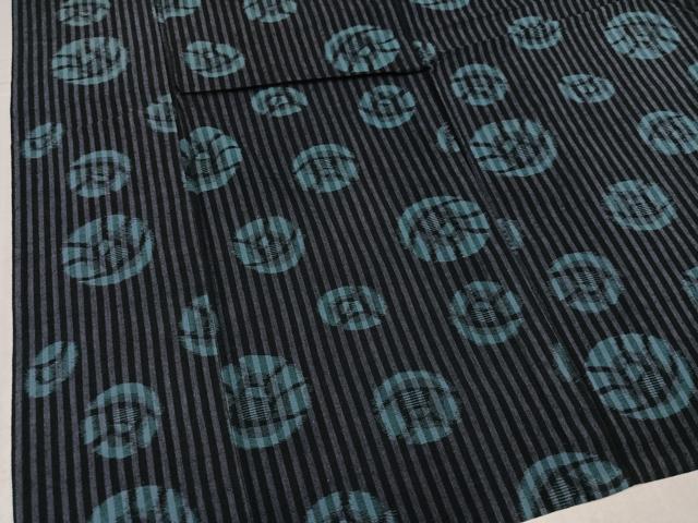 平和屋着物●久留米絣 単衣 舞花文 やまと誂製 綿 逸品 AABK9922ph