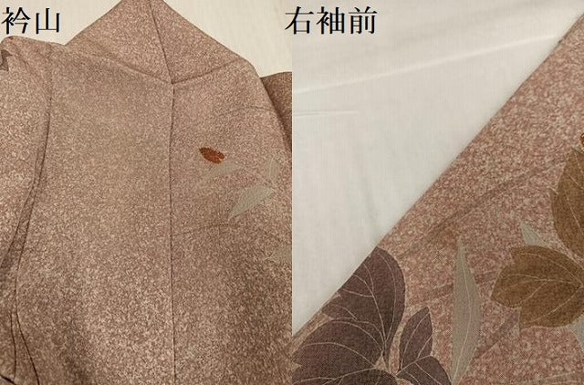 平和屋着物●訪問着 駒刺繍 枝葉文 金彩 正絹 逸品 AABK9924ph