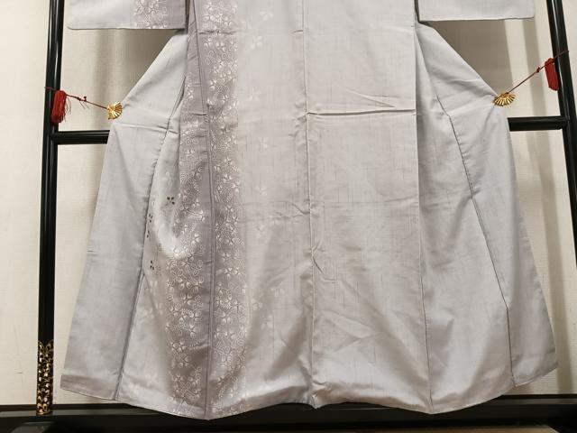 平和屋着物●訪問着 紬地 草花間道 金彩 正絹 逸品 AABK9927ph