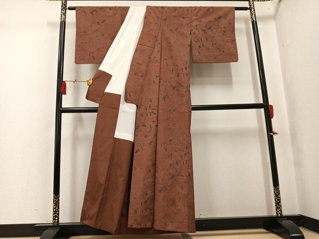 平和屋着物●上質な小紋 紬地 更紗文 正絹 逸品 AABK9938ph