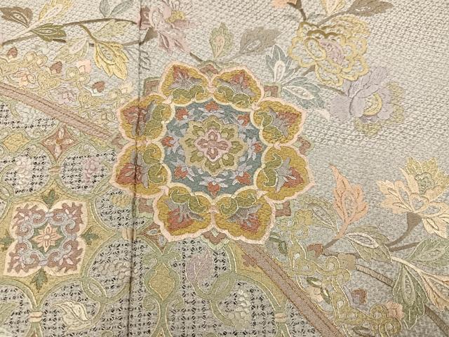 平和屋着物●訪問着 総刺繍 中国三大刺繍 汕頭刺繍 スワトウ刺繍 草花文 金糸 正絹 逸品 AABK9944ph