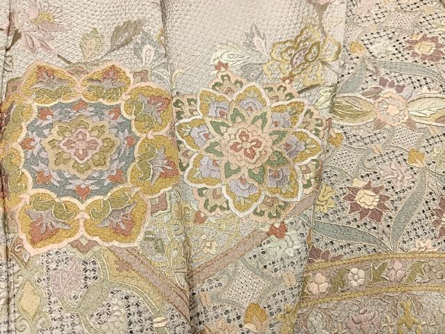 平和屋着物●訪問着 総刺繍 中国三大刺繍 汕頭刺繍 スワトウ刺繍 草花文 金糸 正絹 逸品 AABK9944ph