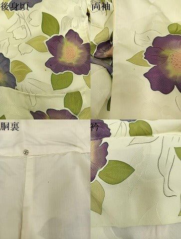 平和屋着物●上質な小紋 地紋起こし 草花文 正絹 逸品 AABK9947ph