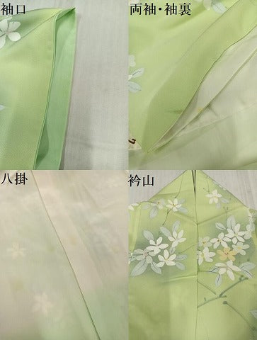 平和屋着物●上質な小紋 手描き 枝花文 暈し染め 正絹 逸品 AABK9948ph