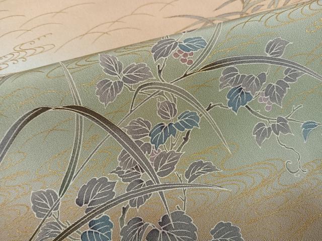 平和屋着物●訪問着 流水鴛鴦花文 暈し染め 金彩 正絹 逸品 AABK9958ph