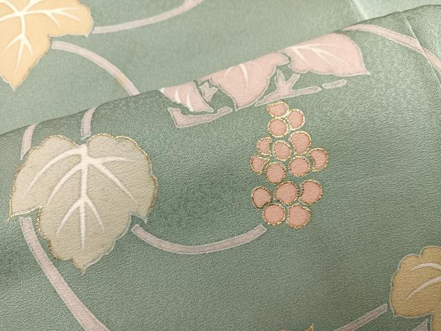 平和屋着物●訪問着 駒刺繍 葡萄草花文 金彩 正絹 逸品 AABK9959ph