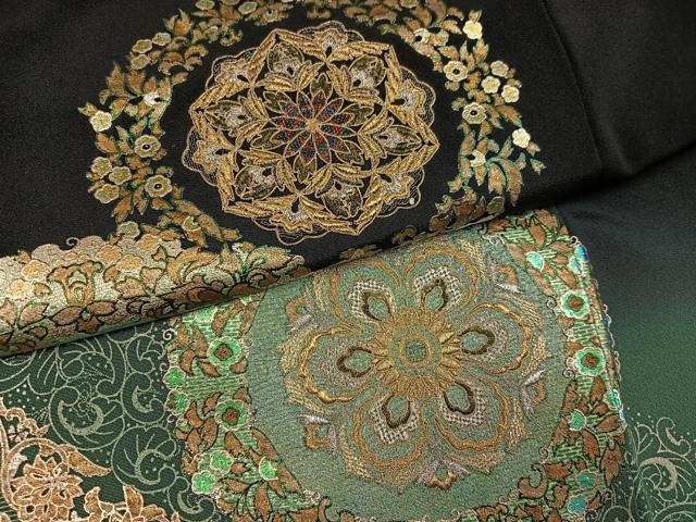 平和屋着物●豪華黒留袖 泰常 駒刺繍 花唐草文 暈し染め 金彩 正絹 逸品 AABK9963ph