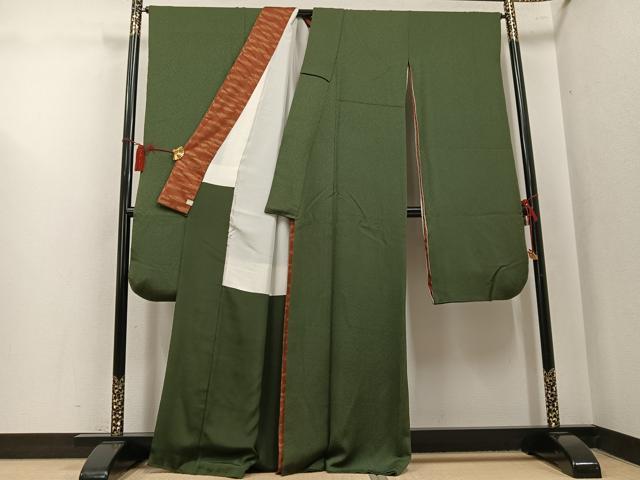 平和屋着物●豪華振袖 色無地 藍海松葉色 鈴乃屋扱い 正絹 逸品 AABK9967ph