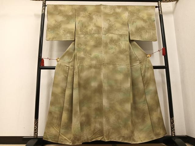 平和屋着物●上質な小紋 風景樹林地紋 暈し染め 正絹 逸品 AABK9969ph