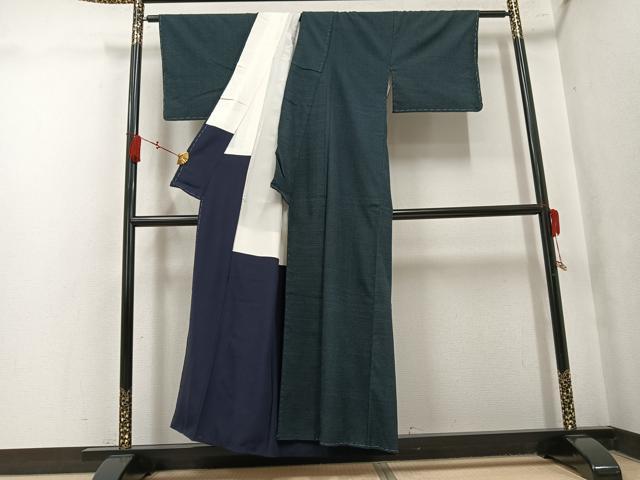 平和屋着物●本塩沢 横段文 正絹 逸品 未使用 AABK9979ph