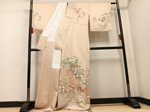 平和屋着物●訪問着 御所車草花文 暈し染め 金彩 正絹 逸品 AABK9982ph