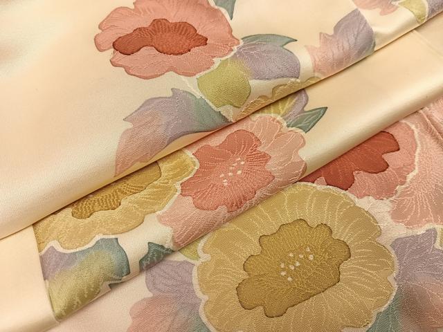 平和屋着物●上質な小紋 地紋起こし 草花文 正絹 逸品 AABK9987ph