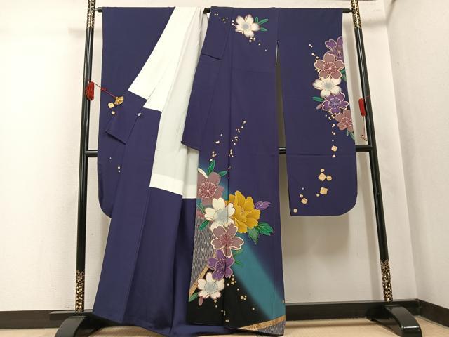 平和屋着物●豪華振袖 舞花文 暈し染め 金彩 正絹 逸品 AABK9990ph