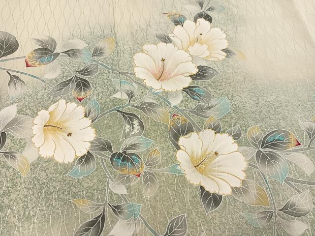 平和屋着物●訪問着 枝花文 暈し染め 金彩 正絹 逸品 AABK9997ph