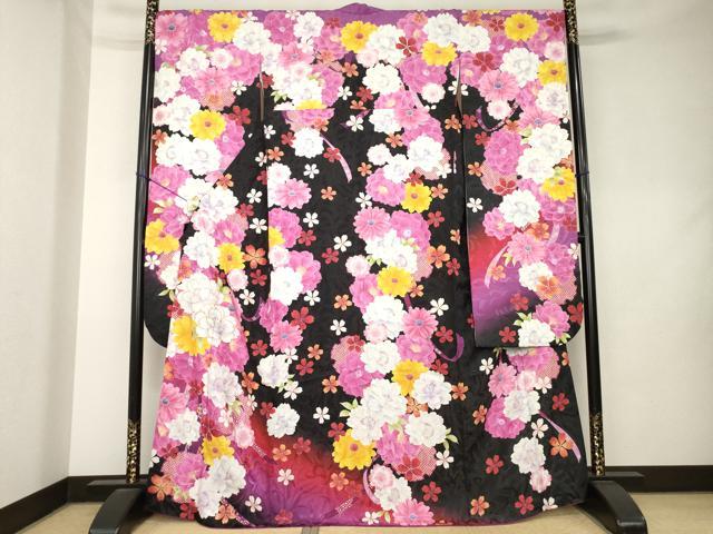 平和屋着物●豪華振袖 刺繍 雪輪花文 金銀糸 金彩 銀通し地 正絹 逸品 AABL0001ck
