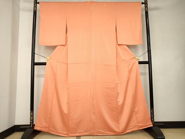 平和屋着物●上質な色無地 青海波地紋 肉桂色 正絹 逸品 AABL0003ck