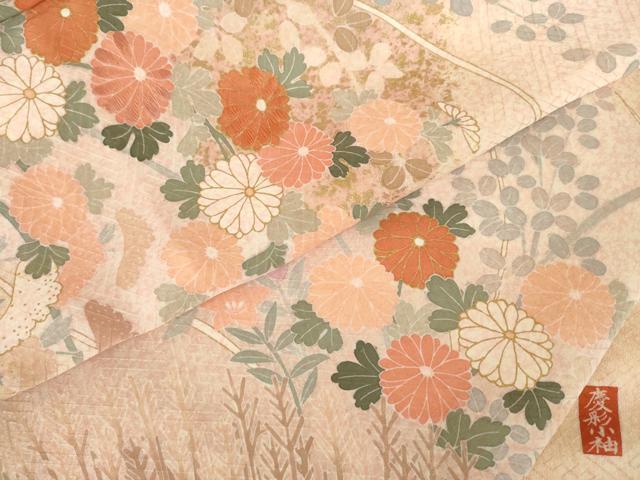 平和屋着物●訪問着 刺繍 慶彩小袖 花籬文 金彩 正絹 逸品 AABL0005ck