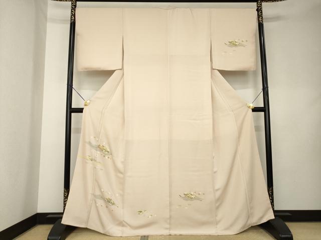 平和屋着物●訪問着 駒刺繍 花文箱文 正絹 逸品 AABL0007ck