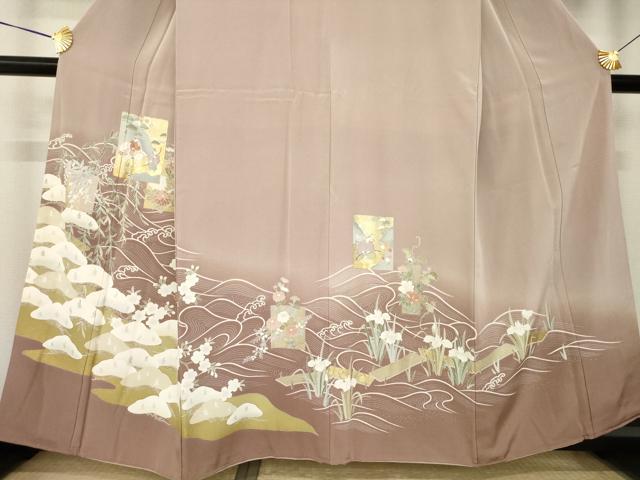 平和屋着物●豪華色留袖 友禅 立波人物文 暈し染め 金彩 正絹 逸品 AABL0008ck