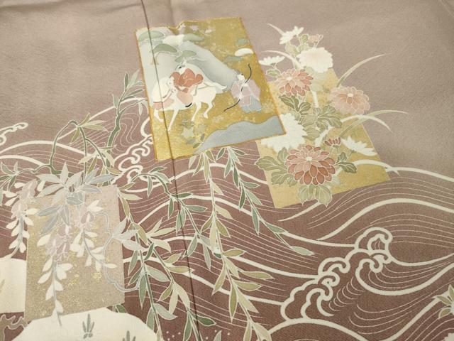 平和屋着物●豪華色留袖 友禅 立波人物文 暈し染め 金彩 正絹 逸品 AABL0008ck