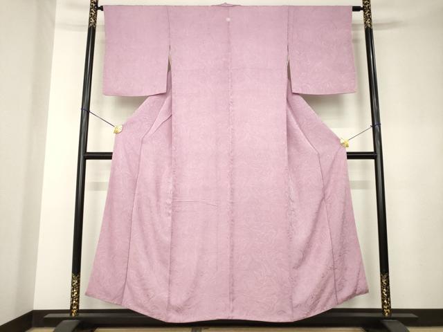 平和屋着物●上質な色無地 流水地紋 梅鼠色 正絹 逸品 AABL0017ck