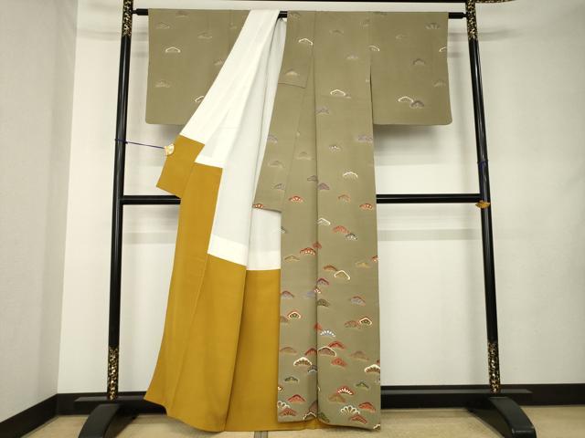 平和屋着物●訪問着 松文 金彩 正絹 逸品 AABL0019ck