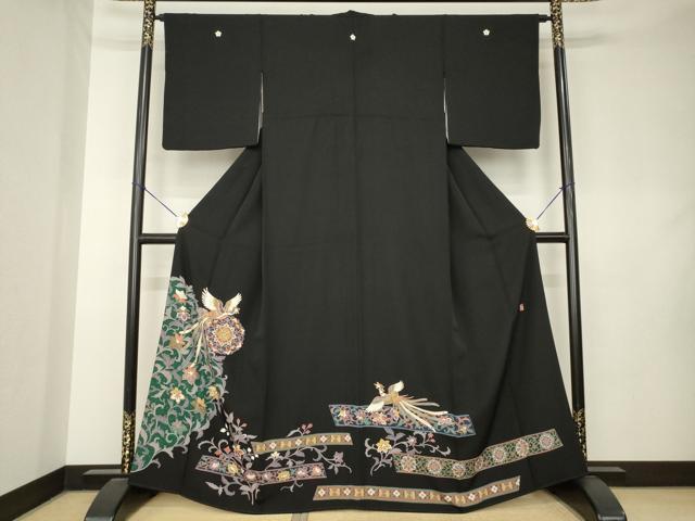 平和屋着物●豪華黒留袖 作家物 正倉院鳳凰花文 正絹 逸品 AABL0023ck