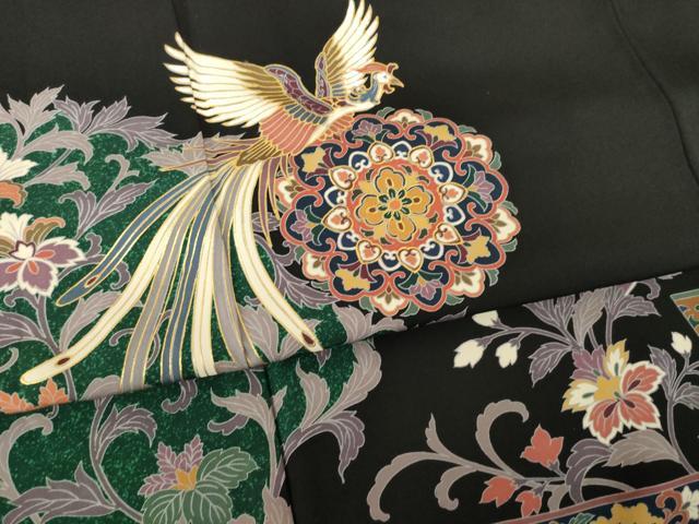 平和屋着物●豪華黒留袖 作家物 正倉院鳳凰花文 正絹 逸品 AABL0023ck