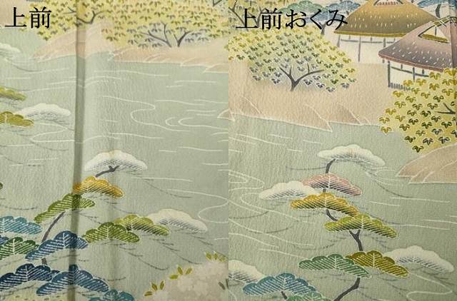 平和屋着物●名門・上野家 四代目 上野真(二代目 上野為二) 訪問着 友禅 風景文 正絹 逸品 AABL0026ck