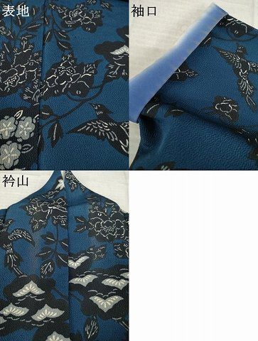 平和屋着物●浦野理一 型染 小紋 花鳥文 正絹 逸品 AABL0036ck