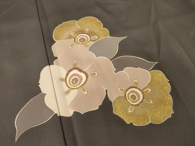 平和屋着物●訪問着 駒刺繍 舞花文 金彩 正絹 逸品 AABL0045ck