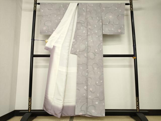 平和屋着物●上質な小紋 花唐草文 地紋起こし 正絹 逸品 AABL0053ck