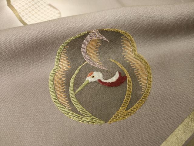 平和屋着物●奥村悟 訪問着 駒刺繍 竹屋町刺繍 鶴 暈し染め 金彩 正絹 逸品 AABL0063ck