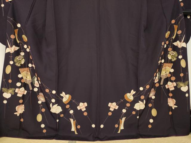 平和屋着物●豪華振袖 玩具文 赤錆色 洗える着物 AABL0066ck