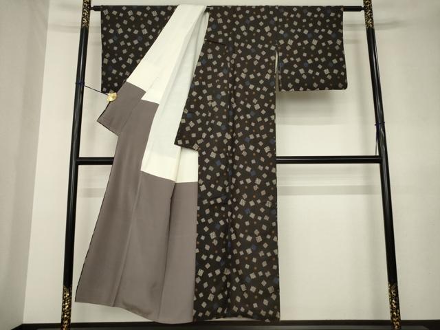 平和屋着物●本場大島紬 割込み絣 色紙文 正絹 逸品 AABL0069ck