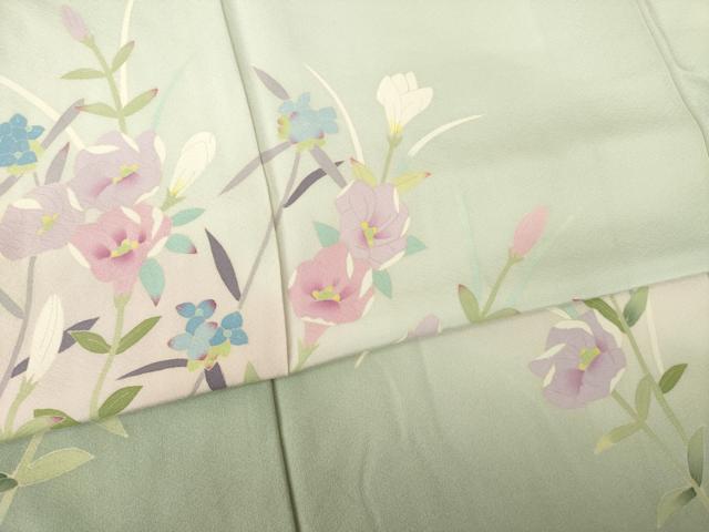 平和屋着物●本加賀友禅作家 田中勲 訪問着 トルコ桔梗紫露草 正絹 逸品 AABL0074ck