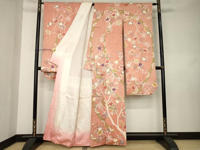 平和屋着物●十日町老舗ブランド 吉澤友禅 吾妻徳穂 振袖 駒刺繍 橘 金彩 正絹 逸品 AABL0077ck
